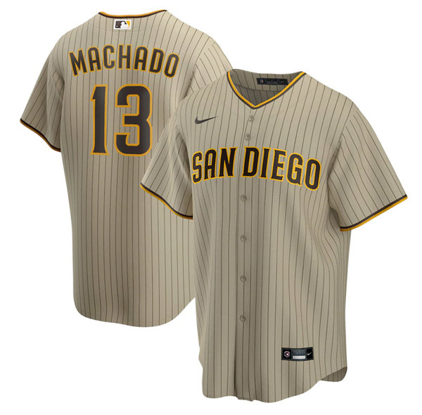Men's San Diego Padres Tan Brown #13 Manny Machado Stitched MLB Jersey